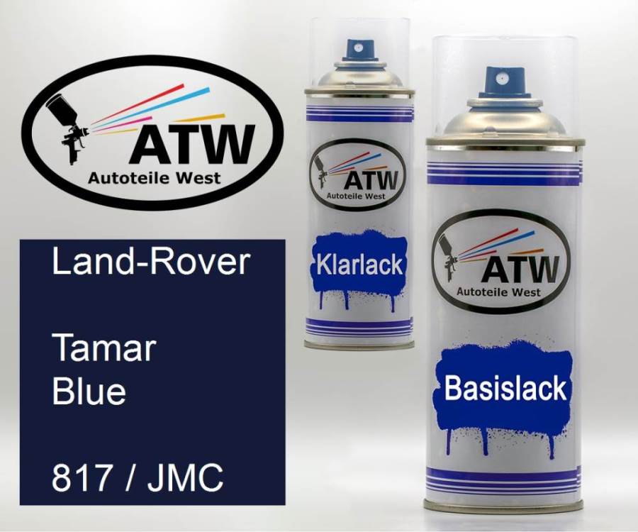 Land-Rover, Tamar Blue, 817 / JMC: 400ml Sprühdose + 400ml Klarlack - Set, von ATW Autoteile West.